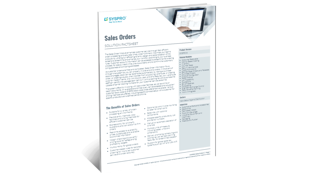 SYSPRO-ERP-software-system-sales-orders-factsheet
